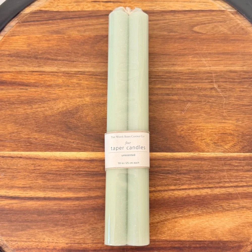 White Barn Taper Candles Unisex 10in Celadon Green Unscented Decor 4 Pack‎